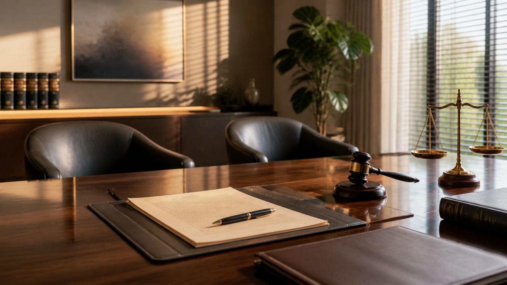Photorealistic legal office scene for Beginner’s Guide to divorce process in Civil and Family Law