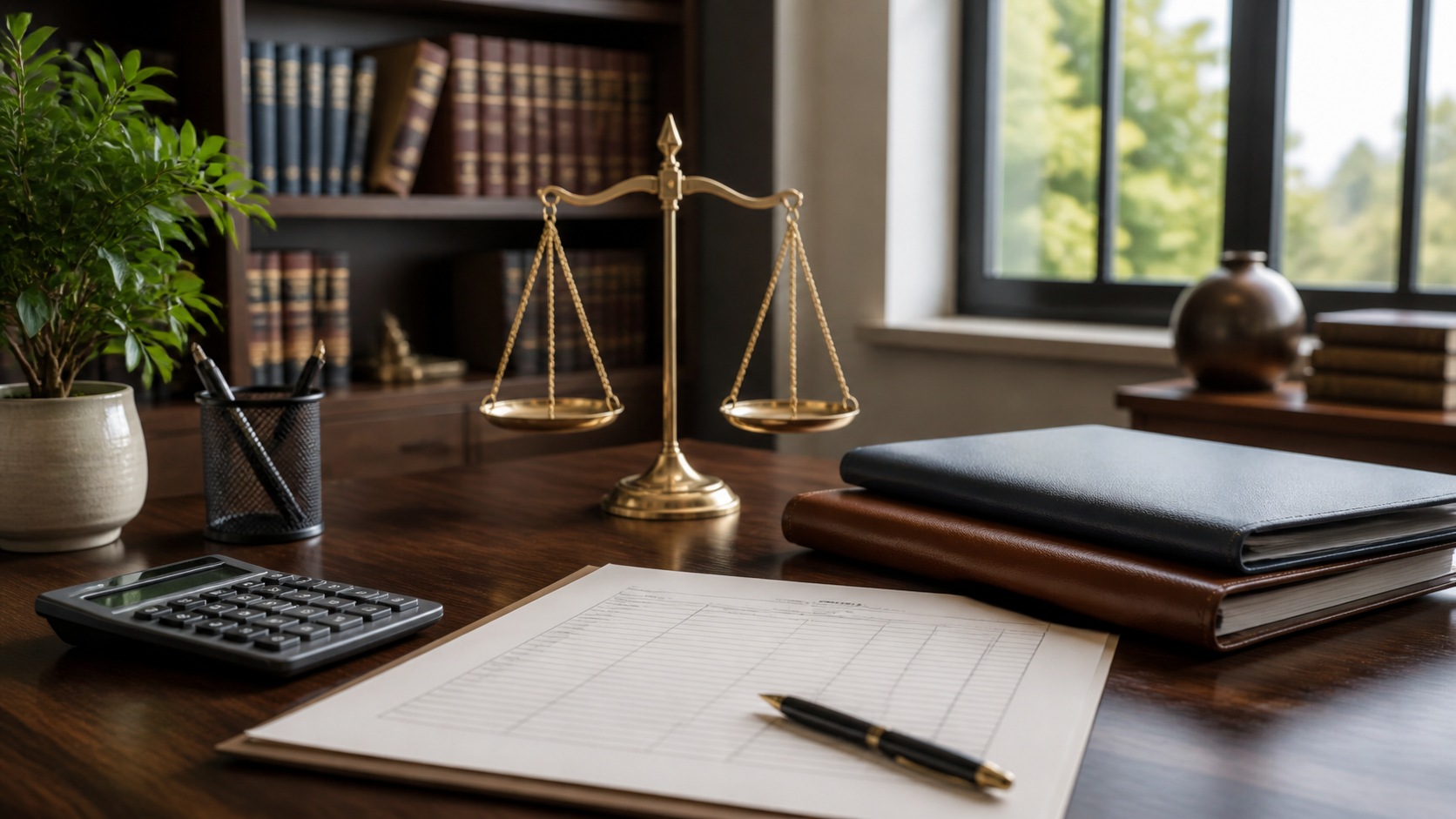 Photorealistic legal office scene for Beginner’s Guide to spousal support and alimony in Civil and Family Law