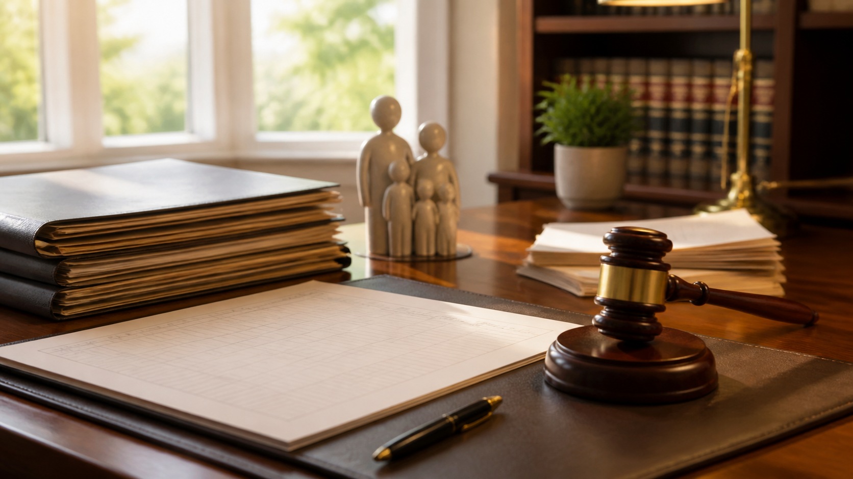 Photorealistic legal office scene for Child Support Calculations Explained: Key Legal Steps You Should Know