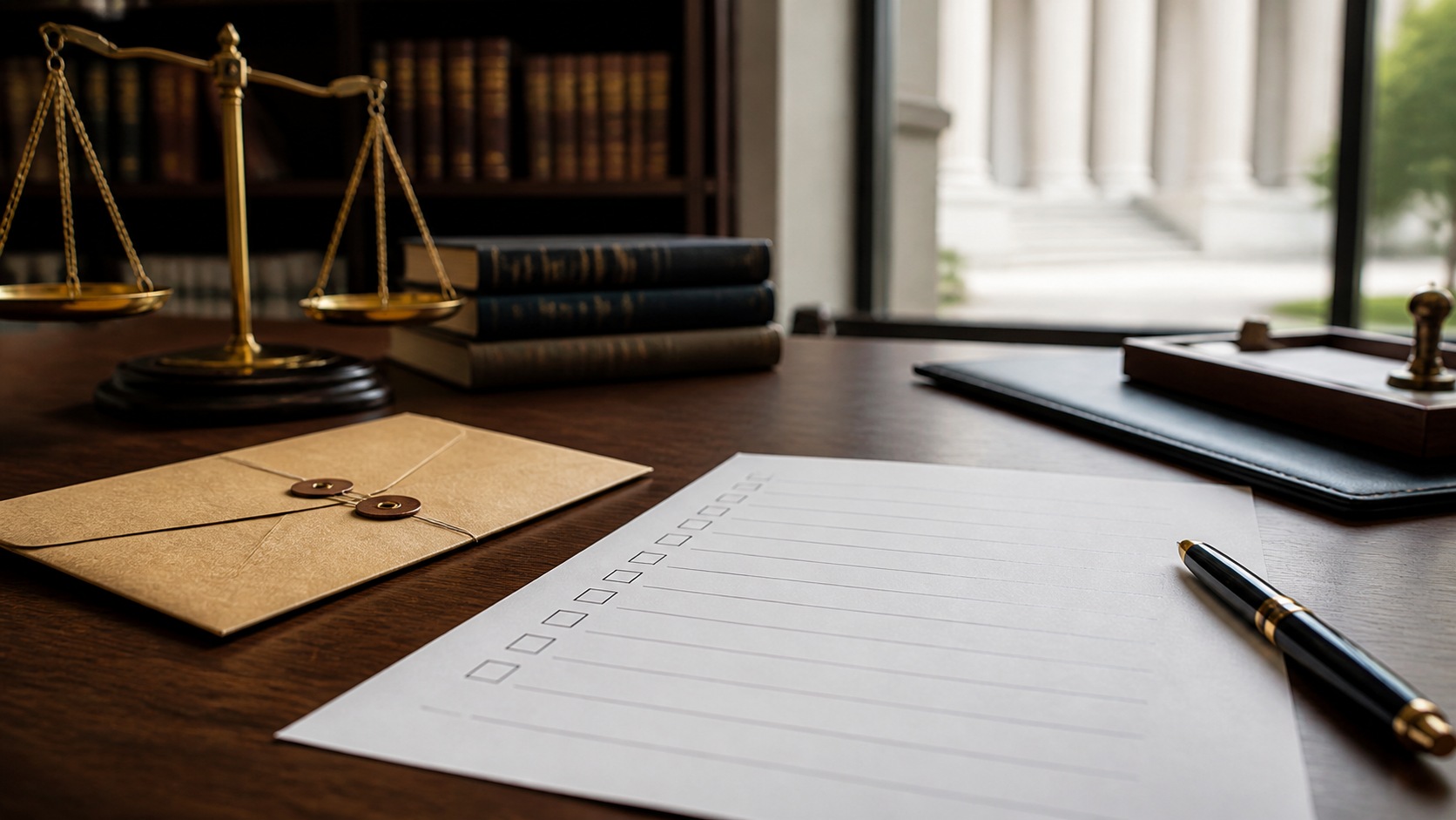 Photorealistic legal office scene for What to Do About divorce process: A Practical Legal Checklist